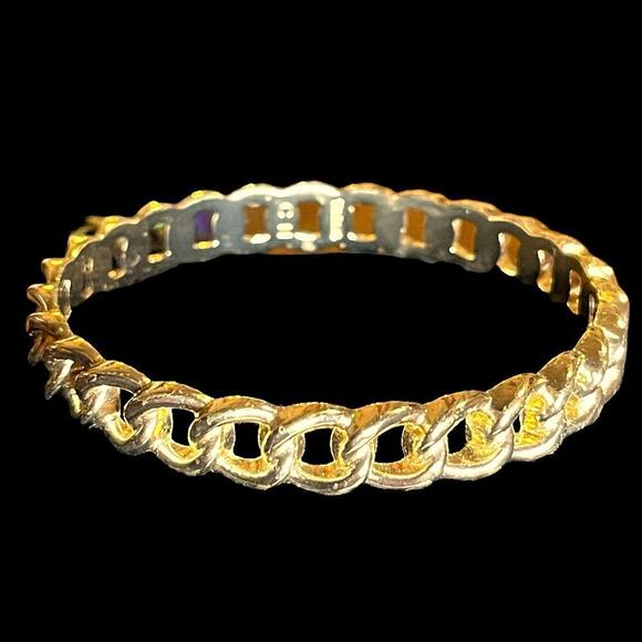 GRAZIANO CN GOLD TONE OPEN CHAIN LINK BANGLE BRACELET - Picture 2 of 8